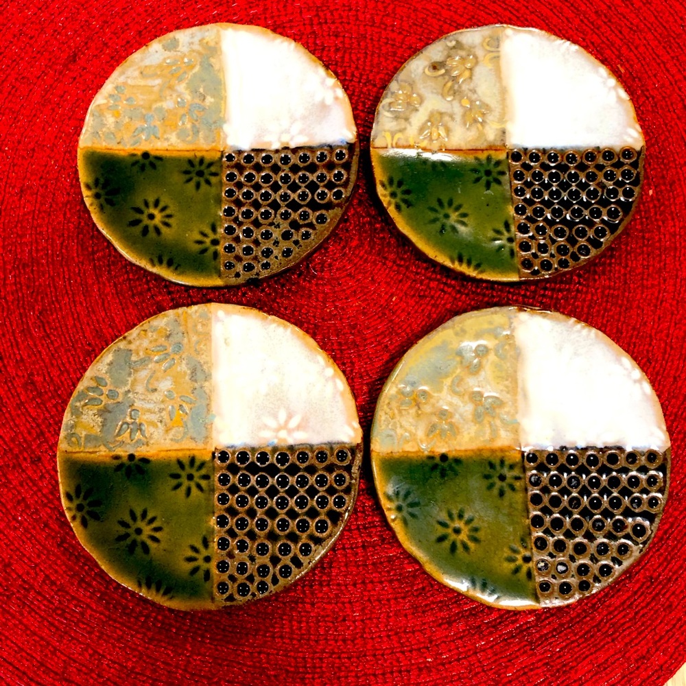 4 Pier 1 Pottery Textured Candle Holders or Coasters